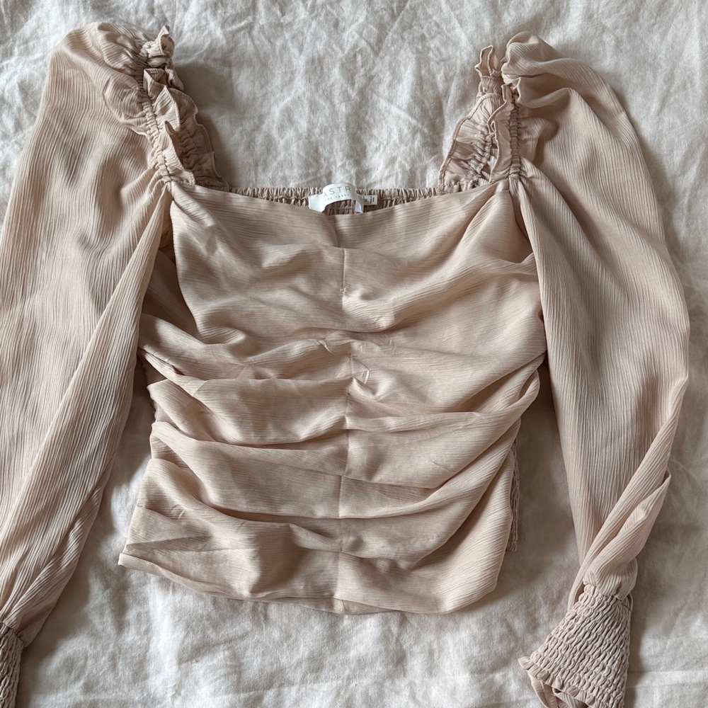 ASTR Beige Ruched Women's Top